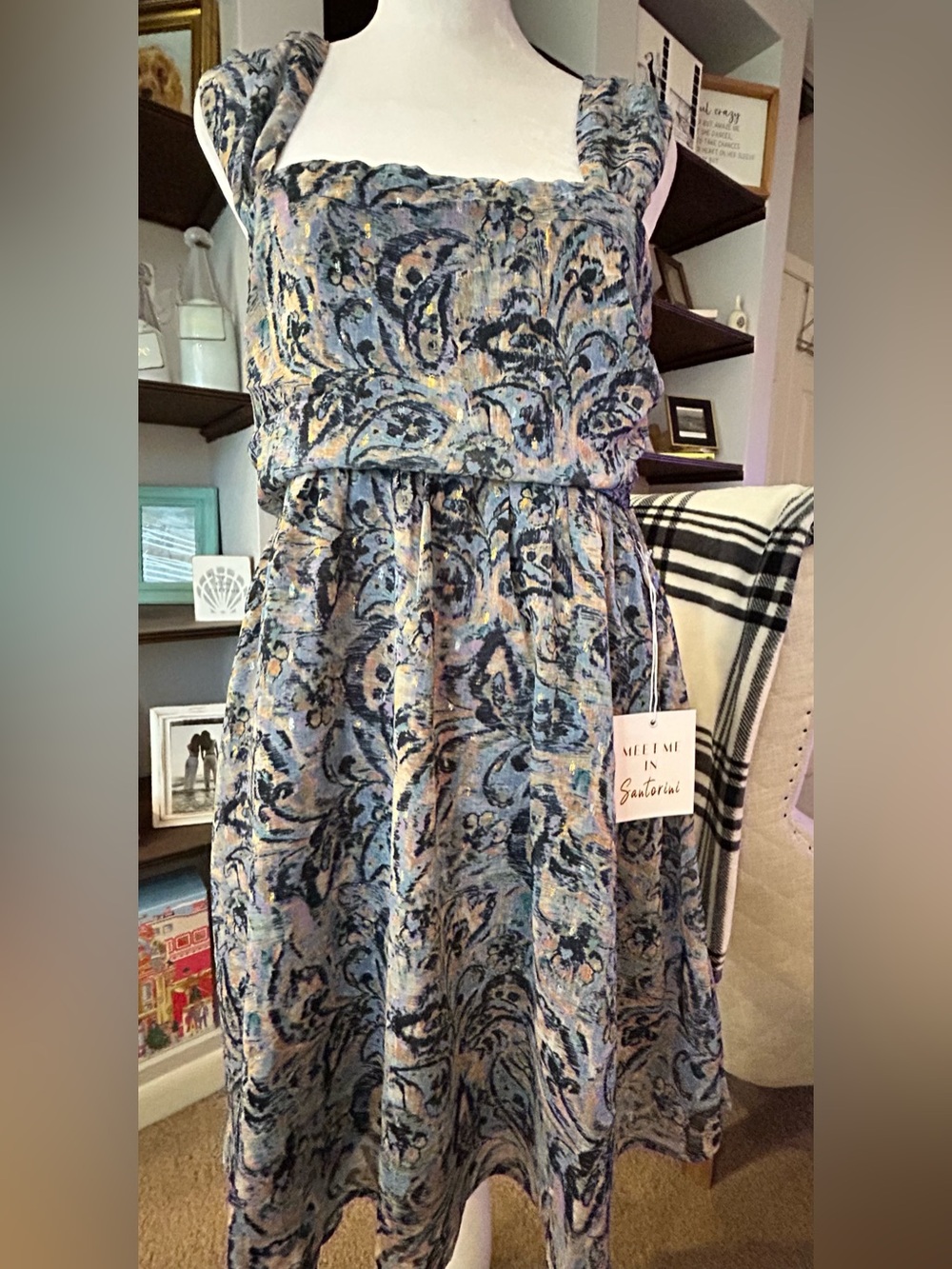 Navy & Blue Dress designer meet me in Santorini boutique NWT